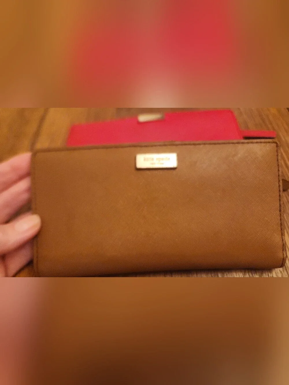 kate spade TWO Saffiano Leather Wallet - Red and Tan Great Condition!!!